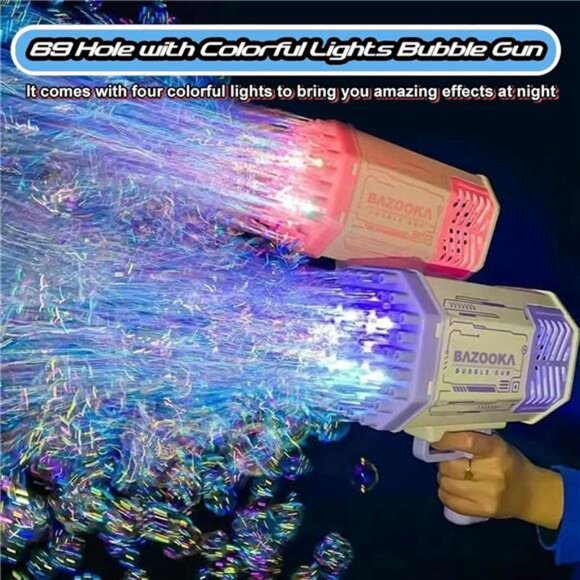 Bubble Machine Gun Kids Toys, Bubble Gun with Colorful Lights and Thousands - Picture 3 of 7